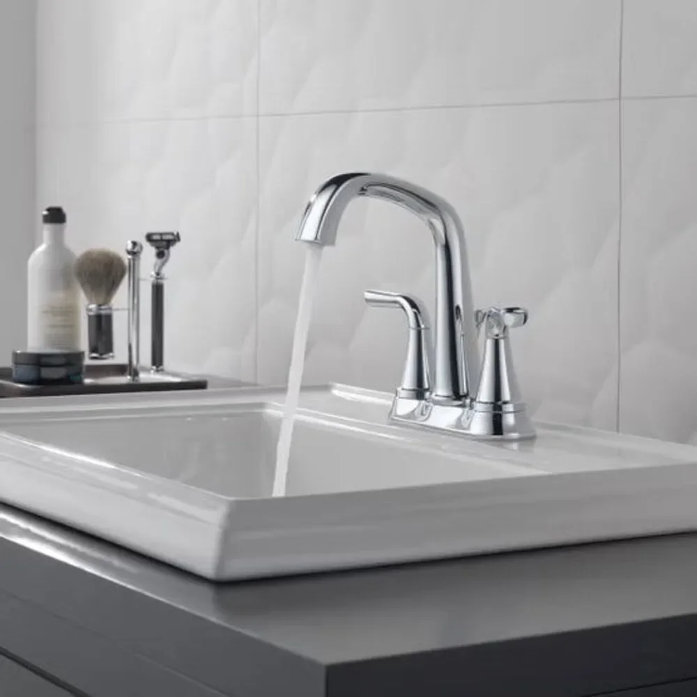 Delta Larkin Two-Handle Centerset Bathroom Faucet, Chrome
